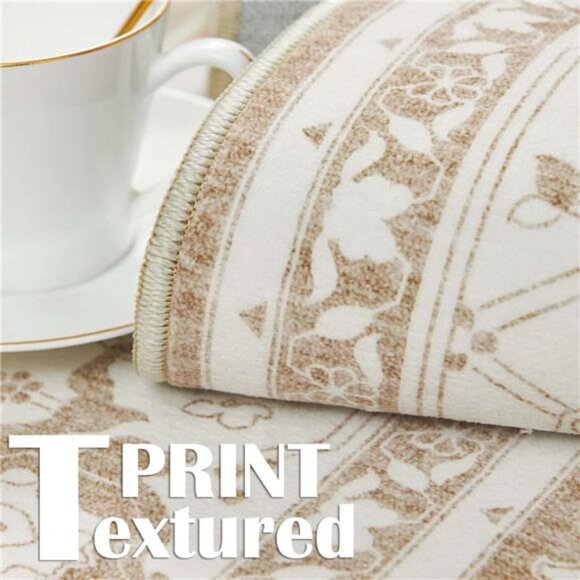 Washable Area Rug 5x7 Low Pile Bedroom Rug Stain Resistant Vintage Rug - Picture 2 of 7